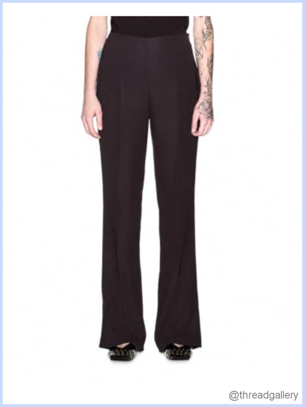 Flared Leg Trousers 100% Polyester Mid Rise Drawstring